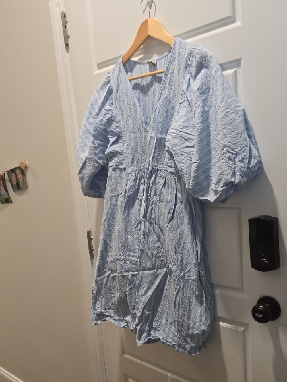 a new day Light Blue Striped Button-Front Dress